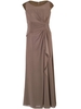 Mink Sequin Trim Long Mesh Dress