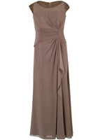 Mink Sequin Trim Long Mesh Dress