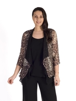 Mocha & Cream Cluster Spot Silk Devoree Contrast Chiffon Lined Shrug