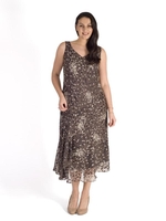 Mocha & Cream Cluster Spot Silk Devoree Dress