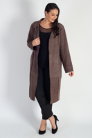 Mocha Suede Raised Seam Detail Coat