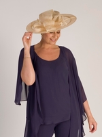 Natural Large Hatinator with Lattice Brim,  Sinamay Bow & Feathers
