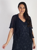 Navy Allover Beaded Chiffon Jacket