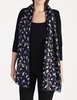 Navy Copper Checkered Weave Bird and Butterflies Scarf