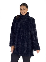 Navy Faux Fur Swing Coat