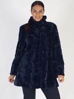 Navy Faux Fur Swing Coat