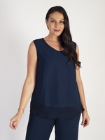 Navy Fine Crinkle Camisole
