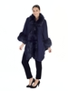 Navy Fur Trim Wrap