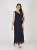 Navy Iridescent Diagonal Beaded Dress
