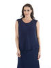 Navy Lace Trim Chiffon Camisole