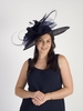 Navy Large Hatinator With Flower,  Crin,  Feathers & Curls