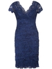 Navy Layered Scallop Lace Dress With Navy Lining