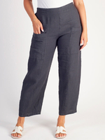 Navy Linen Trousers With Pockets