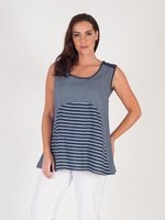 Navy Mixed Stripe Linen Camisole