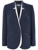 Navy Notch Neck Satin Back Jacket