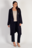 Navy Suede Raised Seam Detail Coat