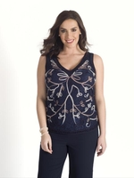 Navy/Mink/Ivory Ombre Cornelli Emb Lace Lined Cami
