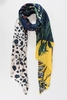 Navy/Mustard Colour Block Dalmatian Spot/Tropical Palm Scarf