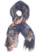 Navy/Pink Printed Scarf