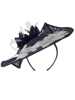 Navy/White Sinamay Lace Disc Hatinator