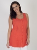 Orange Linen and Jersey Ribbed Mixed Tunic