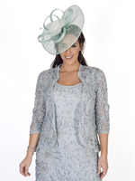 Pale Aqua Metallic Two Tone Flower Fascinator