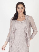 Pale Mink Stretch Lace Bead Trim Shrug