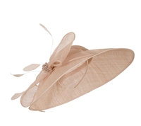 Pale Pink Large Bow Diamante and Pearl Trim Hat