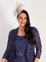 Pearl Pillbox Fascinator with Feather & Bows