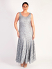 Pearl Sequin Lace Dress with Godet Hem Detail