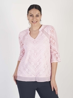 Peony Chiffon Insert Trim Chevron Stripe top