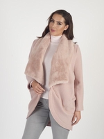 Pink Shawl Collar Coat With Matching Fur Collar