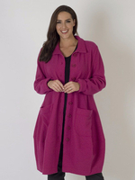 Pink Tab Trim Barrel Wool Coat