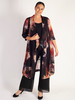 Red Orchid/Multi Floral Print Shawl Collar Chiffon Coat