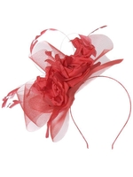 Red/Coral Rose Feathers Fascinator