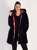 Red/Multi Abstract Print & Black Faux Fur Reversible Coat