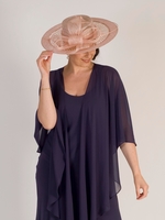 Rose Large Hatinator with Lattice Brim,  Sinamay Bow & Feathers