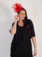 Rose Pillbox Fascinator with Feather & Bows