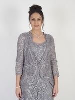 Silver Grey Embroidered Cornelli Lace Jacket