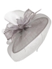 Silver Grey Sinamay Disc Feather and Crystal Detail Hatinator