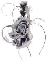 Silver/Charcoal Flower Quill Band Fascinator