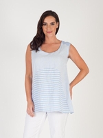 Sky Blue Mixed Stripe Linen Camisole