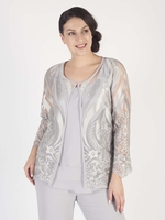 Soft Grey Scallop Edge Emb. Mesh Jacket