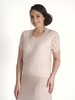 Soft Peach Knit Top with Corded Lace Front Inset