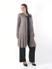 Taupe Lacy Zig-Zag Trim Ribbed Cardigan