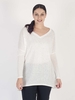 White Long Sleeve Scatter Studs Slub Top