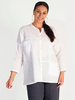 White Pin tuck Collarless Cotton Shirt