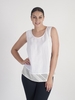 White Squares & Stripe Mesh Trim Linen Top