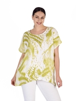 White/Apple Print Linen Top