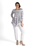 White/Grey Striped Jersey Top
